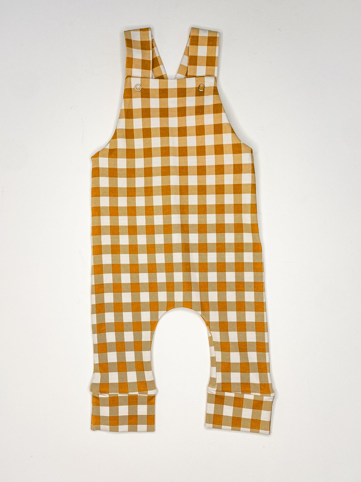 Long Overalls - Mustard Gingham - 3-6m