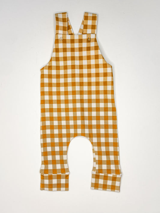 Long Overalls - Mustard Gingham - 3-6m