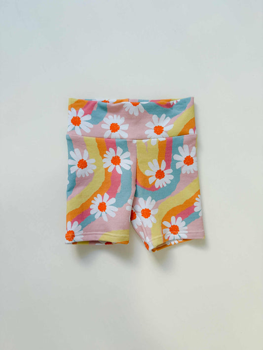 Bike Shorts - Rainbow Daisy