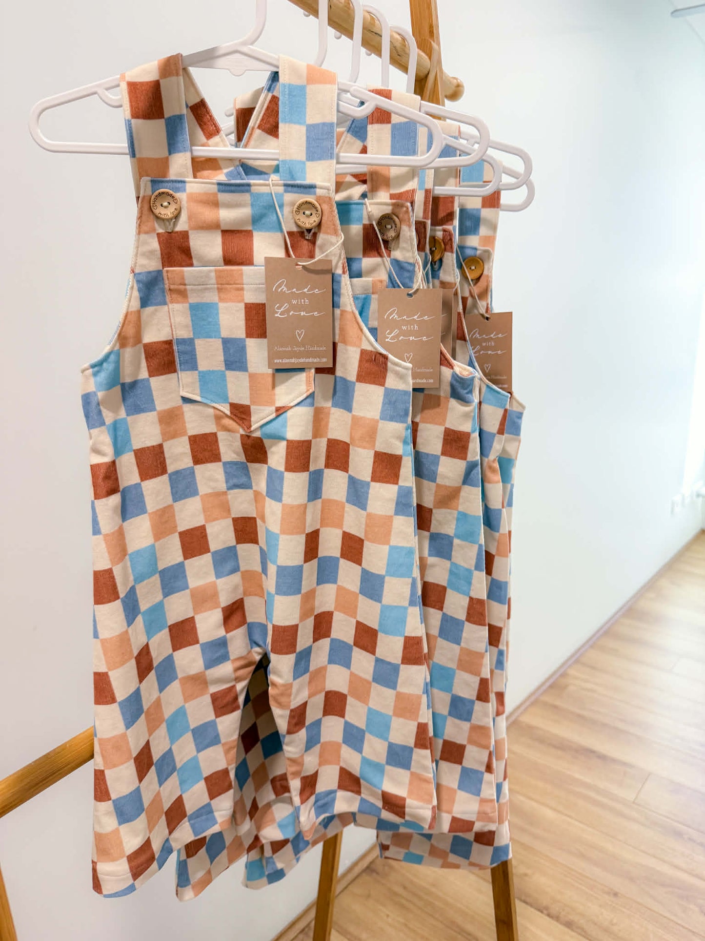 Cord Overalls - Blue Earthy Checks