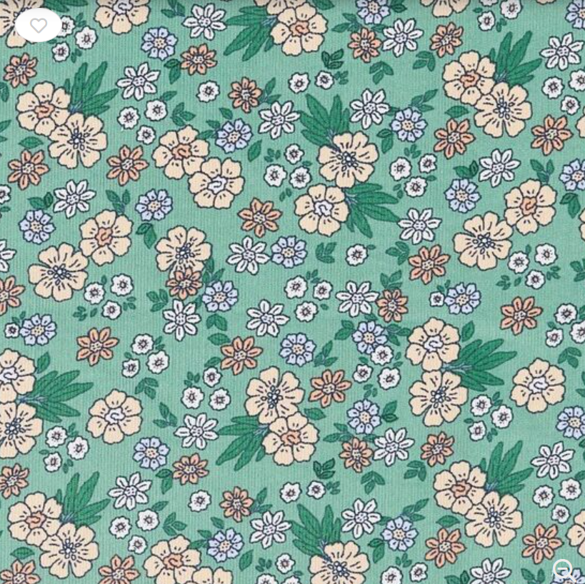 Cord Overalls - Mint Floral